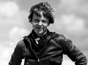 Portrait of aviatrix Amelia Earhart.