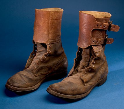 WWII Combat Boots 2 Buckle NOS Originals Russet Leather 1945 date 15 1/2 EEE 